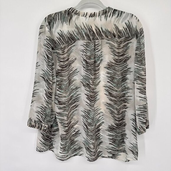 Chicos 3 Womens Zebra Print Button-Front Tunic Top Size XL  Long Sleeve - Picture 10 of 11